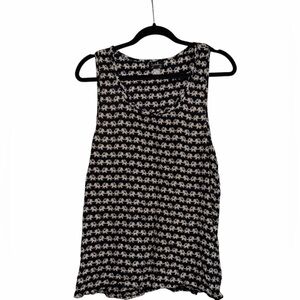 Symbology Black and White Elephant Print Tank Top